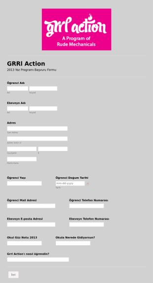 Yaz Kursu Başvuru Form Template