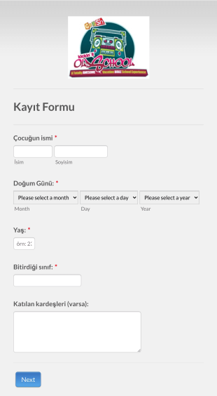 Yaz Okulu Kayıt Form Şablonu