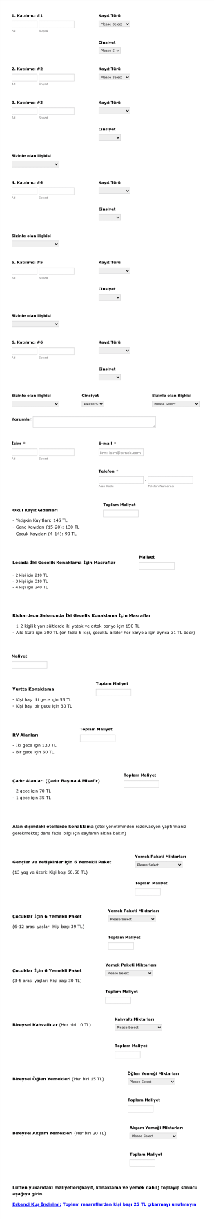 Yaz Okuluna Kayıt Form Template