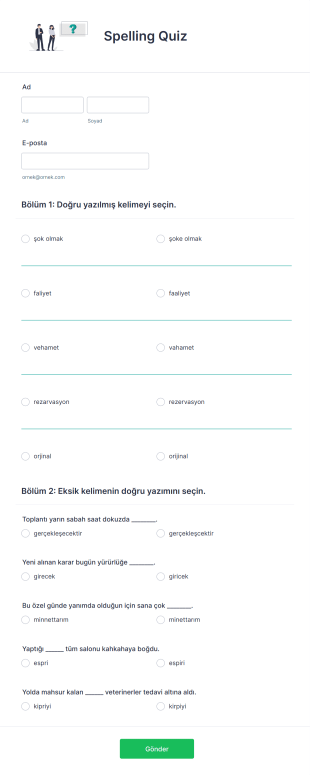 Yazım Quizi Form Template