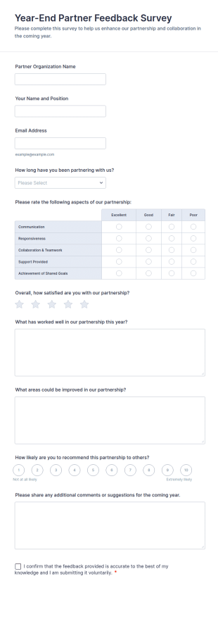 Year End Partner Feedback Survey Form Template