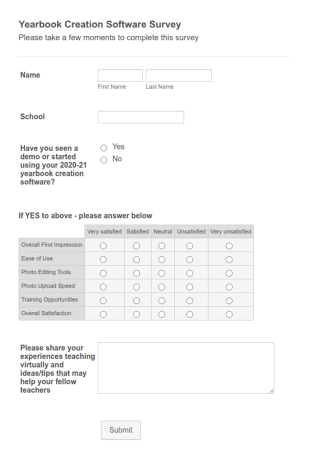 Yearbook Survey Form Template