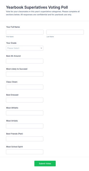 Yearbook Superlatives Voting Poll Form Template