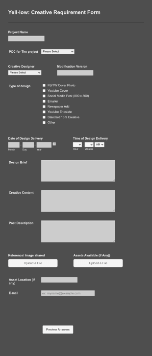 Yell Low Creative Request Form Template
