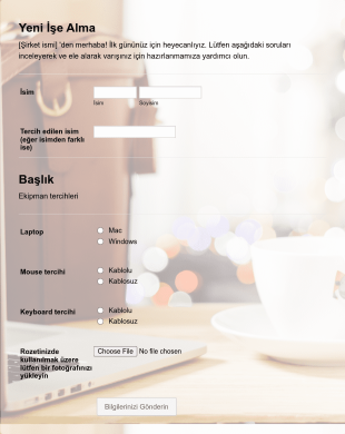 Yeni İşe Alım Form Template