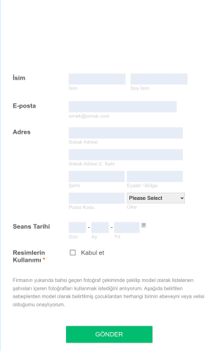 Yenidoğan Fotoğraf Çekim Sözleşmesi Form Şablonu