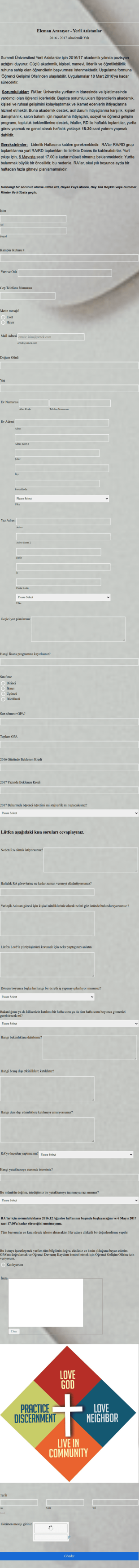 Yerli Asistan Başvuru Form Şablonu