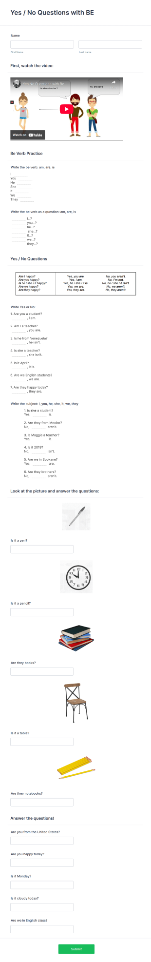 Yes Or No Survey Template Form Template