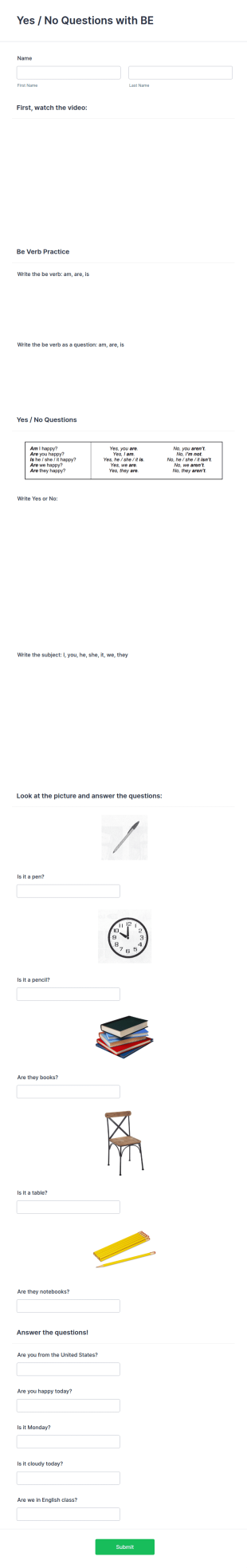 Yes Or No Survey Template