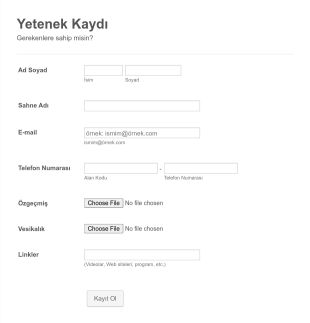 Yetenek Arama Form Şablonu