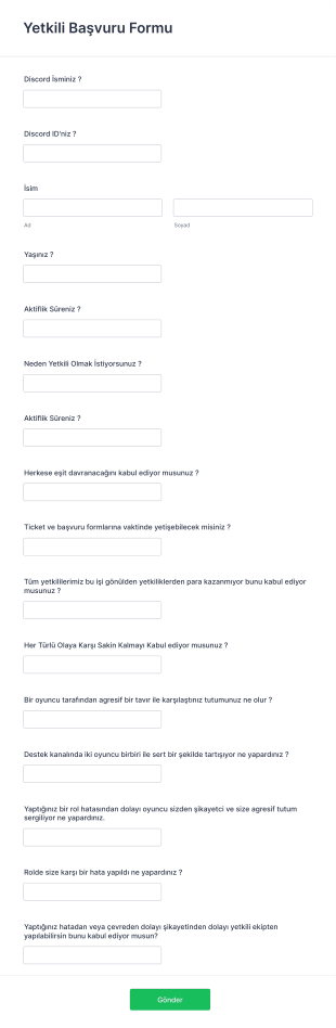 Yetkili Başvuru Form Template