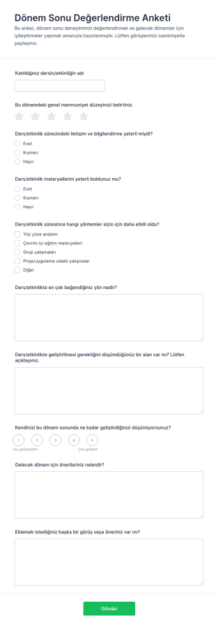Yıl Sonu Anketi Form Şablonu
