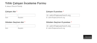 Yıllık Çalışan İnceleme Form Template