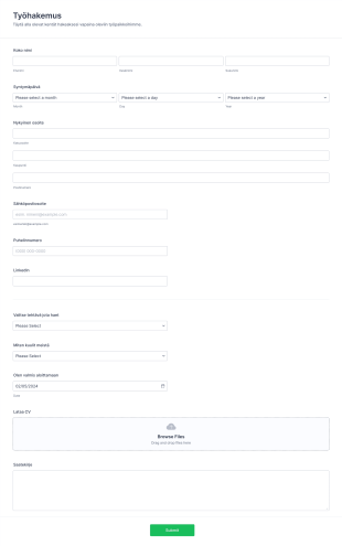 Yksinkertainen Työnhakukaavake Form Template