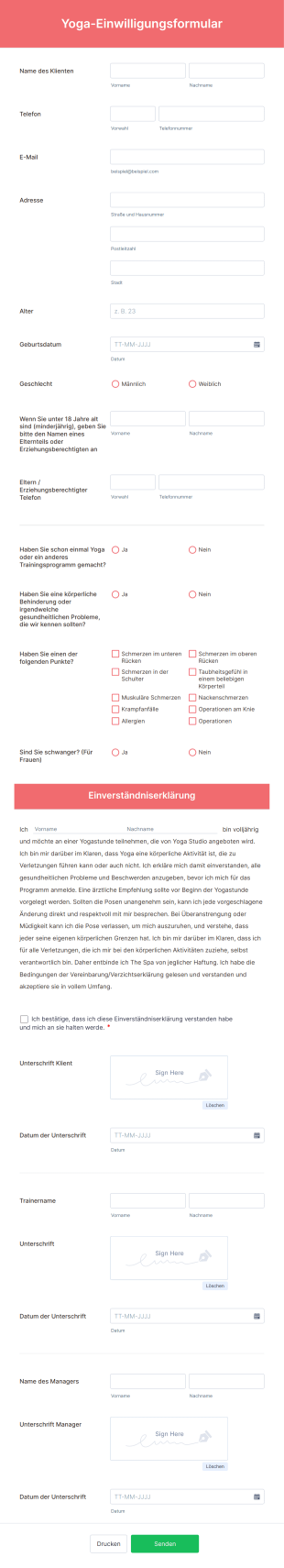 Yoga Einwilligungsformular