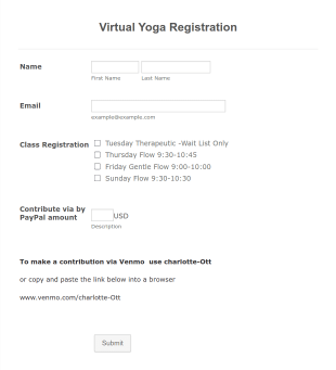 Yoga Registration Form Template