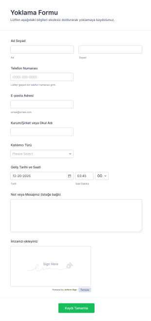 Yoklama Form Şablonu