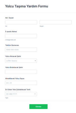 Yolcu Taşıma Yardım Form Şablonu