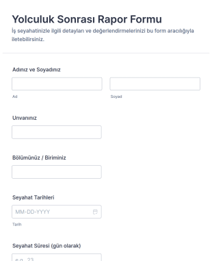 Yolculuk Sonrası Rapor Form Şablonu