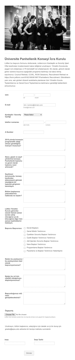 Yönetim Kurulu Başvuru Form Template