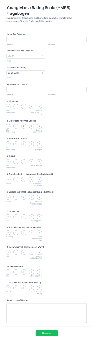 Young Mania Rating Scale (YMRS) Fragebogen