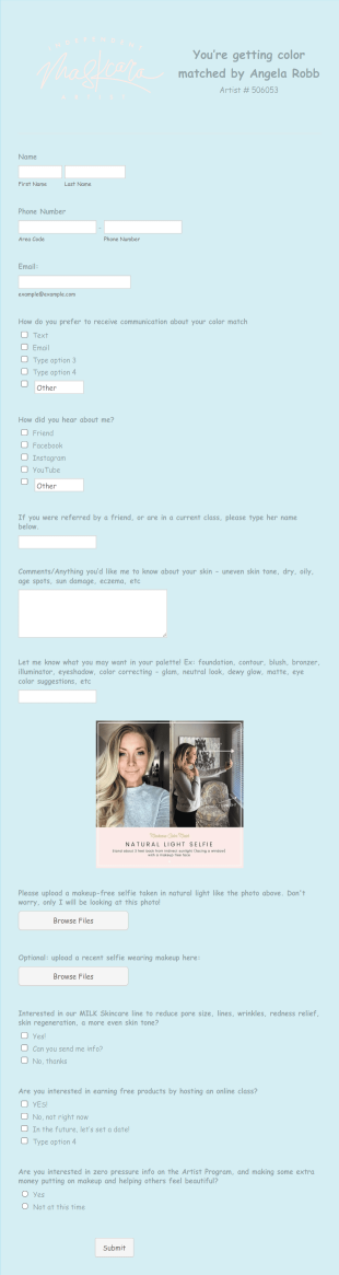 You’re Getting Color Matched By Angela Robb Form Template