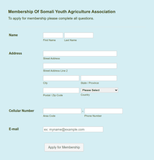 Youth Agriculture Association Membership Form Template