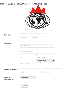 Youth Alive Fellowship Manchester Form Template