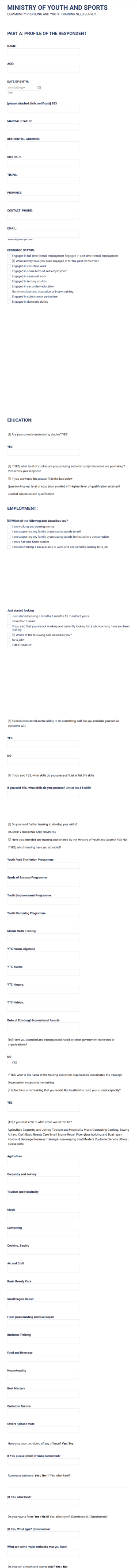 Youth Club Registration Form Template