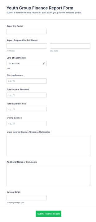Youth Group Finance Report Form Template