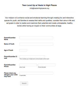 Youth Interactive Workshop Registration Form Template