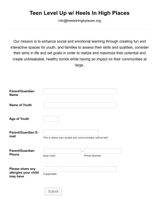 Youth Interactive Workshop Registration Form Template