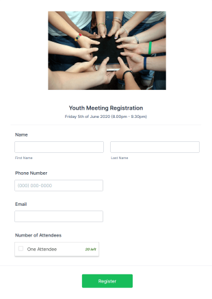 Church Youth Meeting Registration Form Template