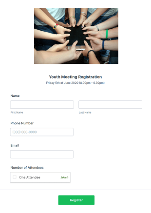 Church Youth Meeting Registration Form Template
