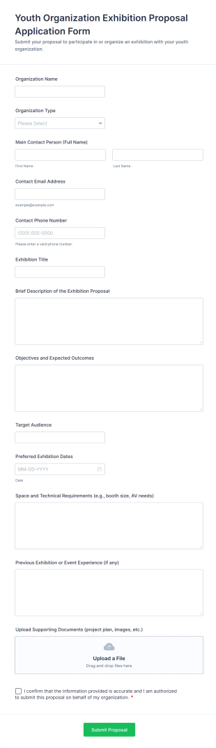 Youth Organization Exhibition Proposal Application Form Template