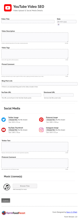 YouTube SEO Form Template