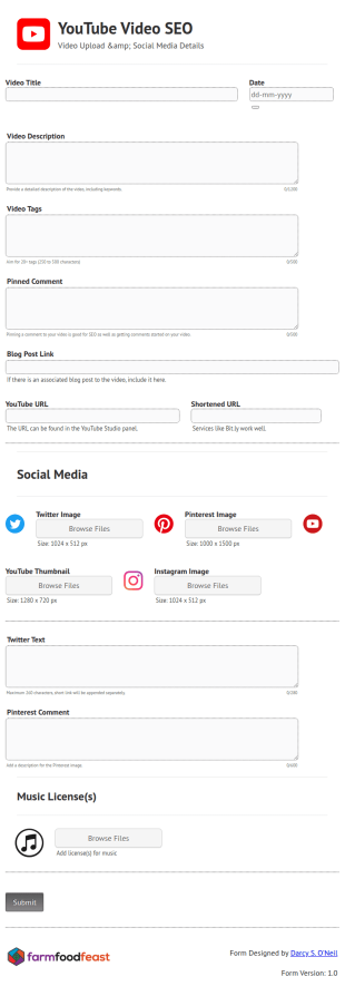 YouTube SEO Form Template