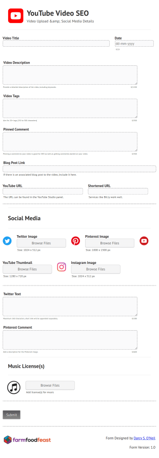 YouTube SEO Form Template