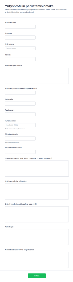 Yrityksen Profiilin Asetukset