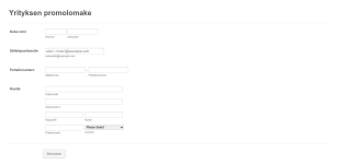 Yrityksen Promolomake Form Template