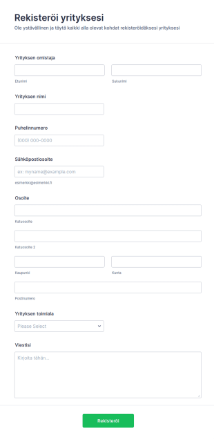 Yrityksen Rekisteröintilomake