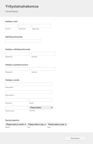 Yrityslainahakemus Form Template