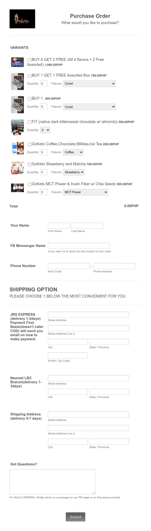 Yukrev Bites Order Form Template