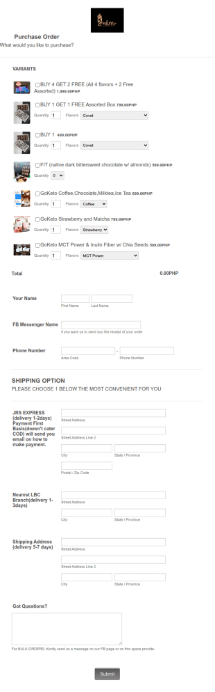 Yukrev Bites Order Form Template