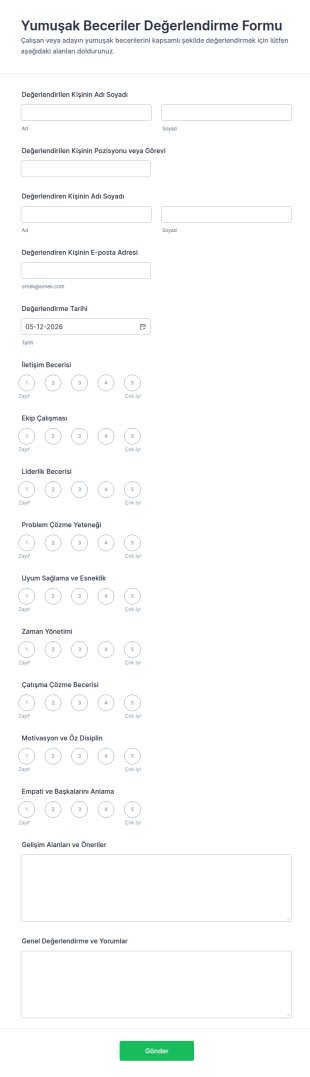 Yumuşak Beceriler Değerlendirme Form Şablonu
