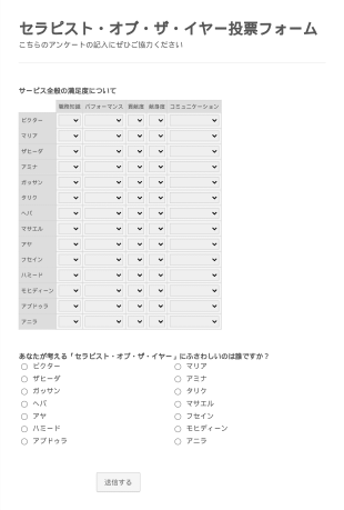 セラピスト・オブ・ザ・イヤー投票フォーム