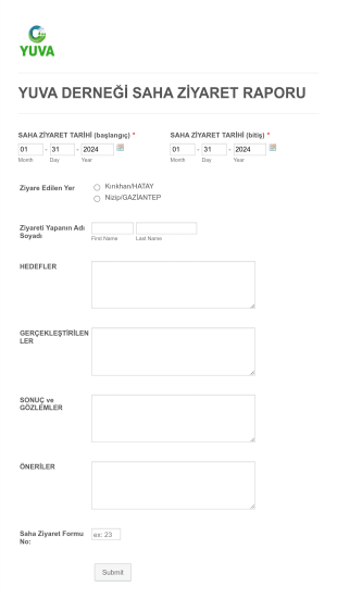 Yuva Derneği Saha Ziyaret Form Template