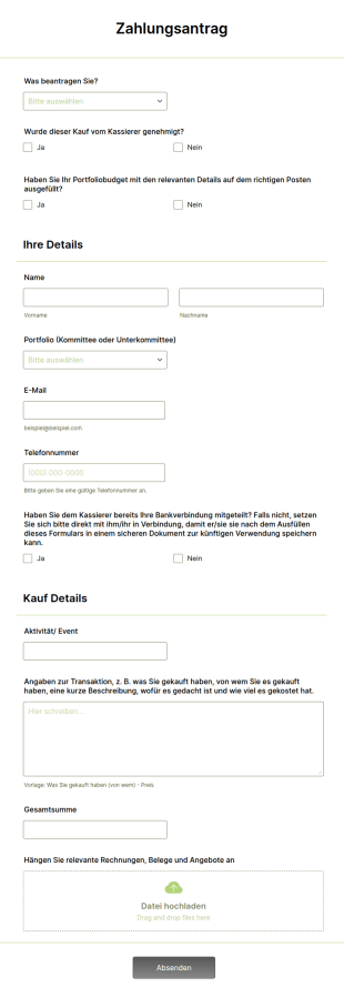 Zahlungsantrag