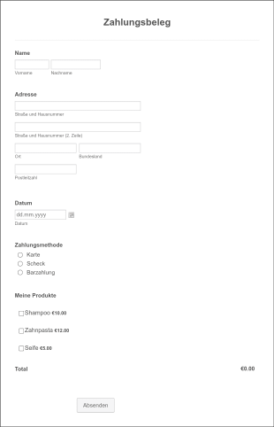 Zahlungsbeleg Form Template