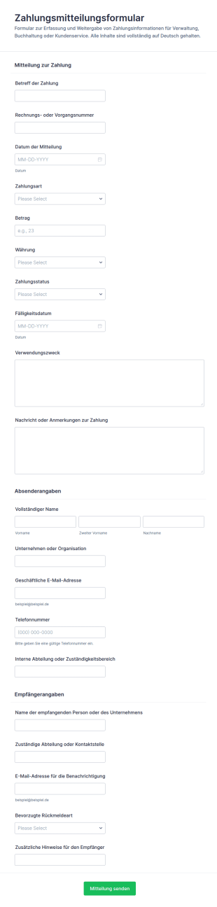 Zahlungsbenachrichtigungsformular